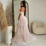 Sexy Wrap Chest Mesh MaxI Dress BY-6223