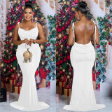 Solid Color Tie Up Slim Maxi Dress BY-6232