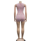 Sexy Sequin Sleeveless Hollow Mini Dress BY-6216