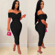 Sexy Cross  Wrap Chest Cross Pleated Maxi Dress BY-6219