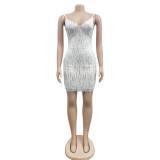 Solid Sequin Backless Mini Dress BY-6209