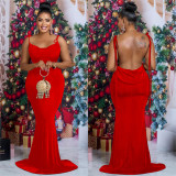 Solid Color Tie Up Slim Maxi Dress BY-6232