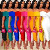 Sexy Cross  Wrap Chest Cross Pleated Maxi Dress BY-6219