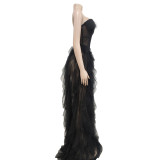 Sexy Wrap Chest Mesh MaxI Dress BY-6223