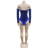 Sexy Wrap Chest Sequin Feather Bodysuit BY-6225