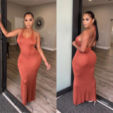 Sexy Backless U Neck Maxi Dress BY-6136
