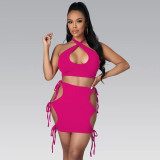 Sexy Solid Tie Dye Skirt Two Piece Set XYF-9290