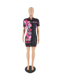 Rib Patchwork Print Casual Dress IV-8384