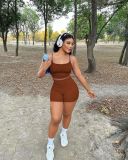 Casual Solid Tank Tops And Shorts Two Piece Set YD-8699