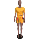 Casual Short Sleeve Tassel Shorts Two Piece Set OMY-11002