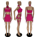Sexy Solid Tie Dye Skirt Two Piece Set XYF-9290