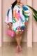 Casual Print Long Sleeve Loose Mini Dress OD-8545