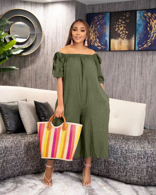 Plus Size Casual Solid Color Loose Jumpsuit TK-6282