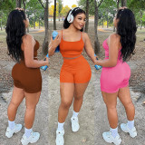 Casual Solid Tank Tops And Shorts Two Piece Set YD-8699