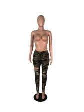Casual Holes Camo Print Pant MK-3149