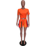 Casual Short Sleeve Tassel Shorts Two Piece Set OMY-11002