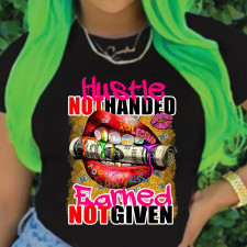 Plus Size Casual Print O Neck T Shirt WAF-9000299
