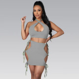 Sexy Solid Tie Dye Skirt Two Piece Set XYF-9290