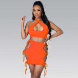Sexy Solid Tie Dye Skirt Two Piece Set XYF-9290