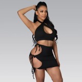 Sexy Solid Tie Dye Skirt Two Piece Set XYF-9290