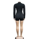 Solid Color Long Sleeve Slim Romper BY-6300