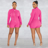 Solid Color Long Sleeve Slim Romper BY-6300