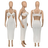Sexy Hollow Out Solid Sling Maxi Dress GLF-08172