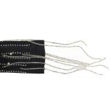 See Through Hot Drill Long Sleeve Dress And Sling Bodysuit Two Piece Set BY-6266