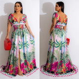 Floral Painted Sleeveless Long Dress BY-6268