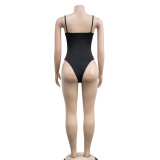 See Through Hot Drill Long Sleeve Dress And Sling Bodysuit Two Piece Set BY-6266