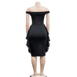 Solid Color Sleeveless Ruffle Midi Dress BY-6293