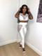 Solid Color Mesh Patchwork Two Piece Pants Set XHSY-19560