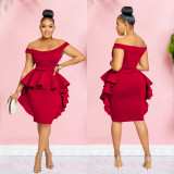 Solid Color Sleeveless Ruffle Midi Dress BY-6293
