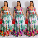 Floral Painted Sleeveless Long Dress BY-6268