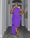 Sleeveless Ruffled Floating Belt Plus Size Midi Dress XHSY-19556