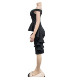 Solid Color Sleeveless Ruffle Midi Dress BY-6293