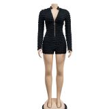 Solid Color Long Sleeve Slim Romper BY-6300