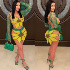 Hand Crocheted Sunflower Fashion Beach Set ZSD-0260