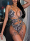 Leopard Print Cut-out Drawstring One-Piece Swimsuit CSYZ-C88W