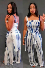 Casual Print Sling Split Top Pants Two Piece Set QXTF-8153