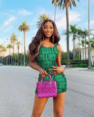 Letter Print Sleeveless Knits Mini Dress GDNY-1024