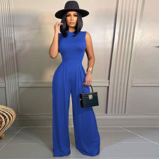 Solid Sleeveless Bodysuit+Wide Leg Pants 2 Piece Sets FSXF-328
