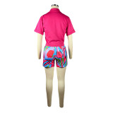 Short Sleeve Tops Printed Shorts Two Piece Set TE-4617