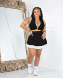 Color Block Slim Pleated Skirt 2 Piece Set TK-6283