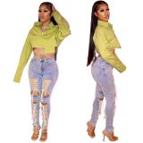 Fashion Casual Bandage Jeans LA-3332