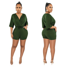 Casual Solid V-neck Rompers YF-10456