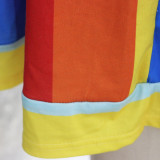 Rainbow Striped Stitching Midi Dress  XHSY-19559
