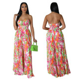 Sexy Print Wrap Chest Wide Leg Jumpsuit YF-10460