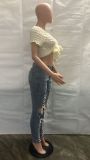 Fashion Casual Bandage Jeans LA-3332