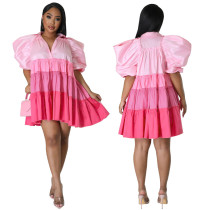Fashion Contrast Color Mini Dress YF-10429